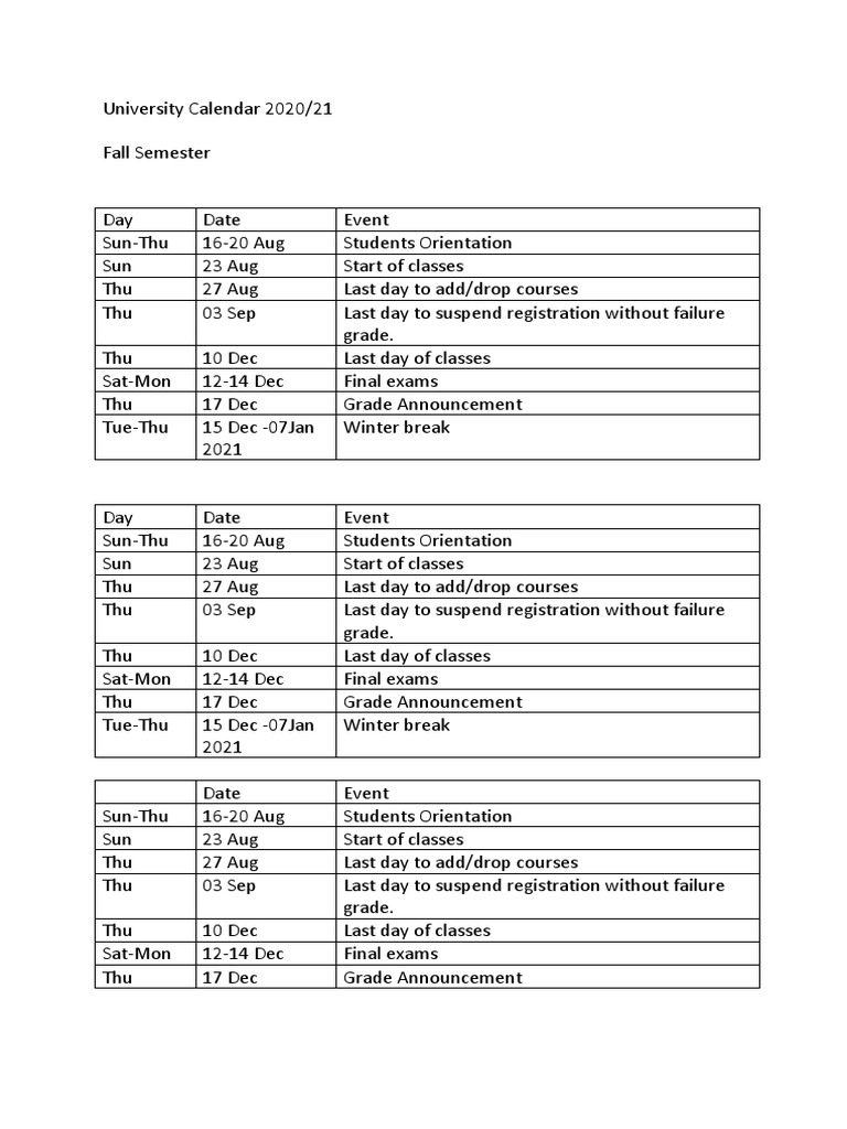 MBZUAI Academic Calendar 202021 PDF