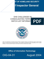 DHS Challenges in Consolidating Terrorist Watch List Information