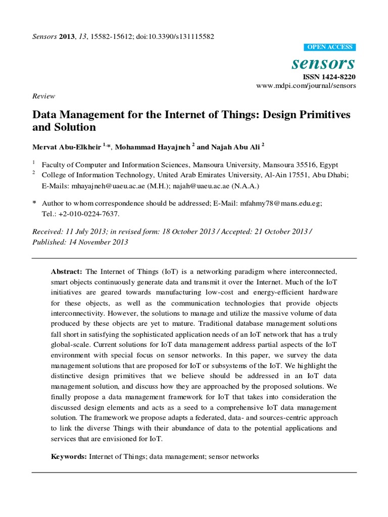 Data Management For The Internet of Thin PDF | PDF | Internet Of Things ...