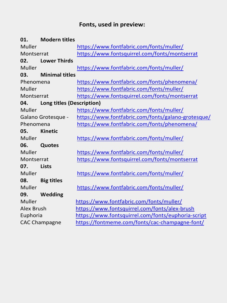 Fonts, Used in Preview | PDF | Home & Garden