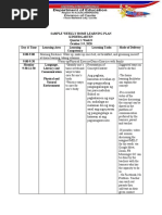 SAMPLE WEEKLY HOME LEARNING PLAN Editted