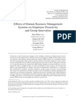 Effects of Human Resource Management Systems On Employee Proactivity and Group Innovation