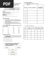 Answer Sheet Grade 9 Second Quarter