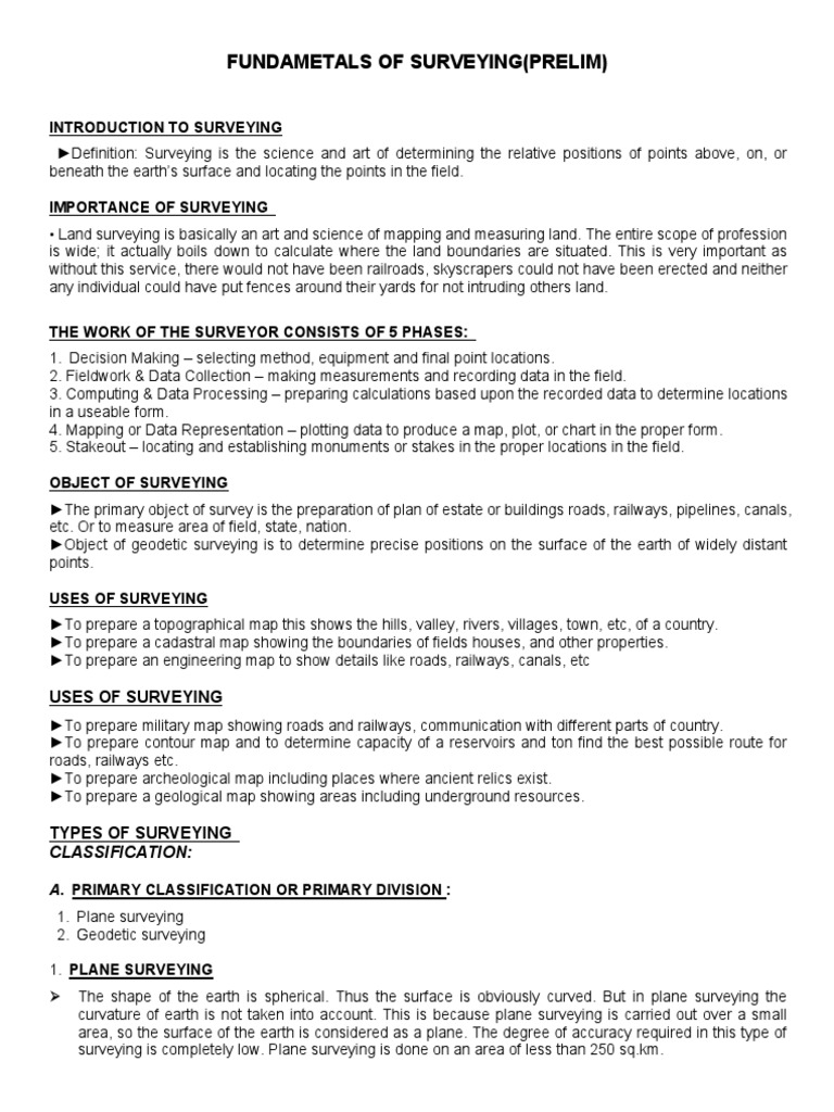 Fundamentals of Surveying Overview | PDF | Surveying | Observational Error