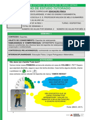 Educação Física online pdf activity for 4º Ano