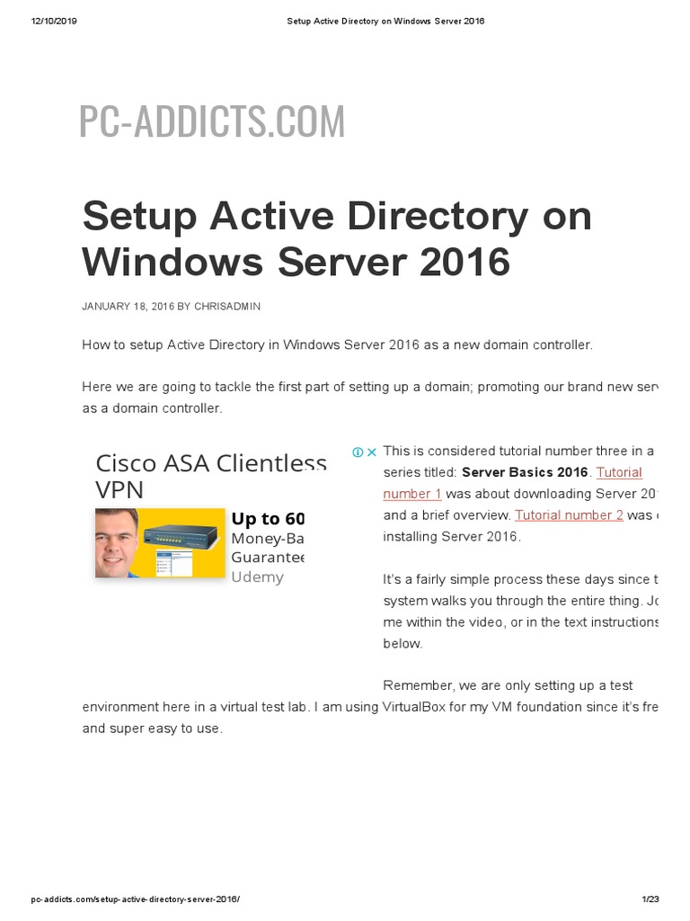 Instalar Active Directory en Windows Server 2016 PDF | PDF | Active ...