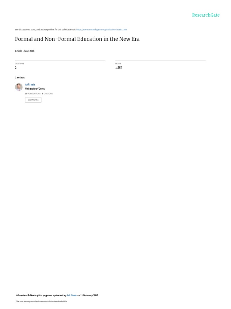Formal and Non-Formal Education in The New Era: June 2016 | PDF ...