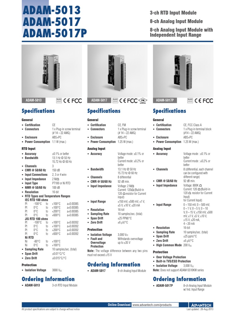 Advantech RTD & Analog Input Modules | PDF | Resistor | Electrical ...