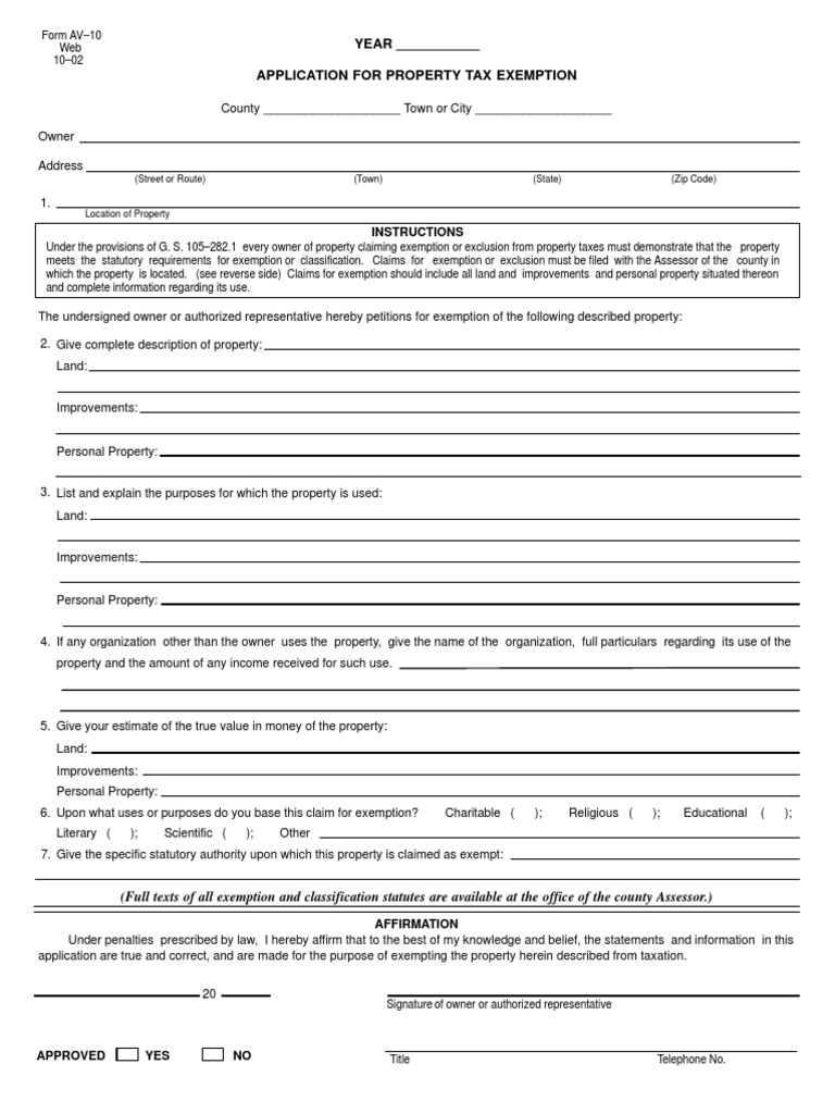 Tax Form AV10 PDF | PDF | Tax Exemption | Real Estate Appraisal