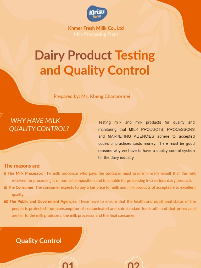 Khmer Fresh Milk Co., Ltd. Dairy Product Testing and Quality Control ...