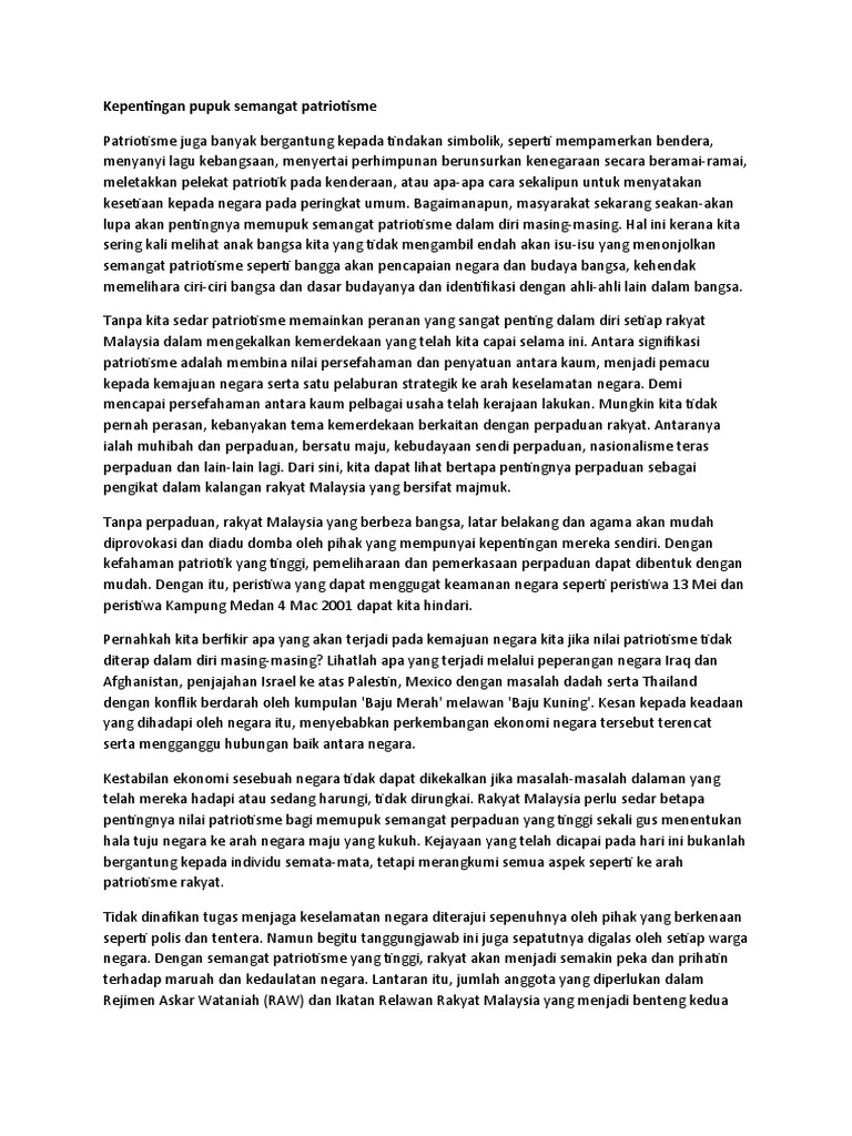 Kepentingan Pupuk Semangat Patriotisme  PDF