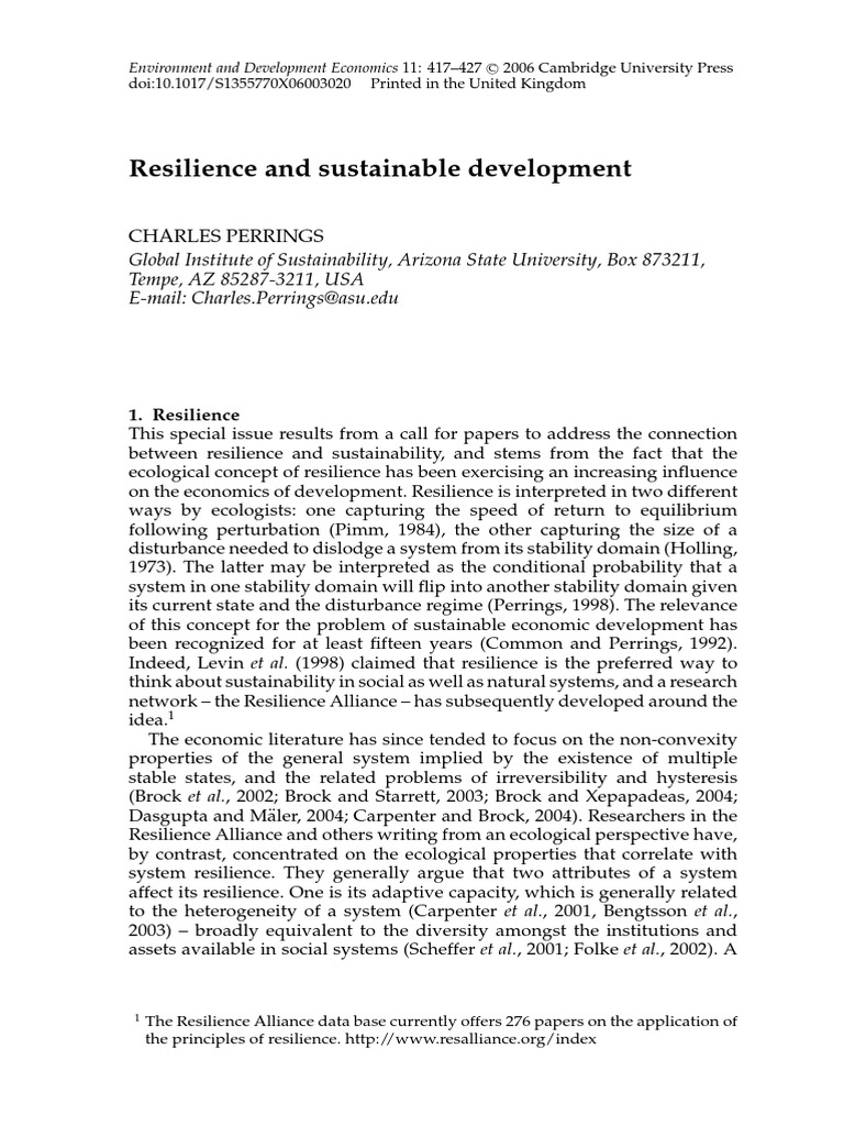 Resilience and Sustainable Development | PDF | Ecological Resilience ...