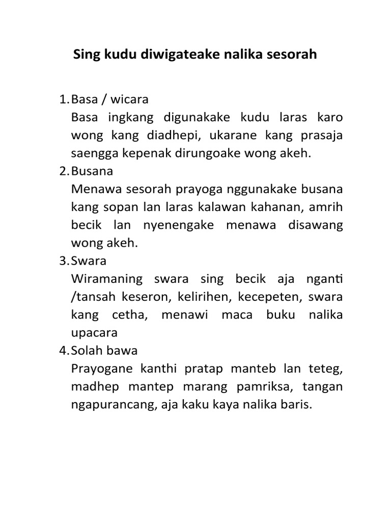 Sing Kudu Diwigateake Nalika Sesorah Pdf