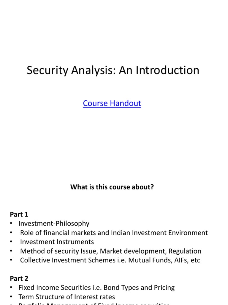 Introduction to Security Analysis A Comprehensive Guide to Fundamental