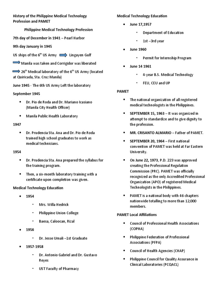 History of Medical Technology in the Philippines | PDF | Inquiry ...