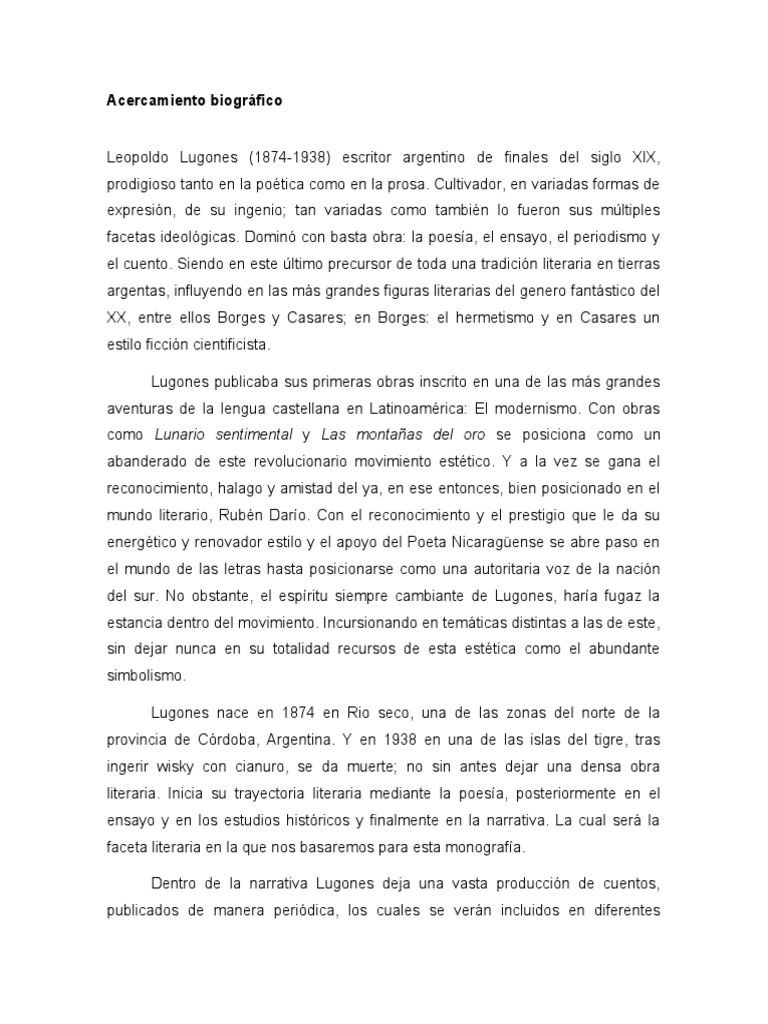 Leopoldo Lugones Partes Pdf Cuentos Poesía
