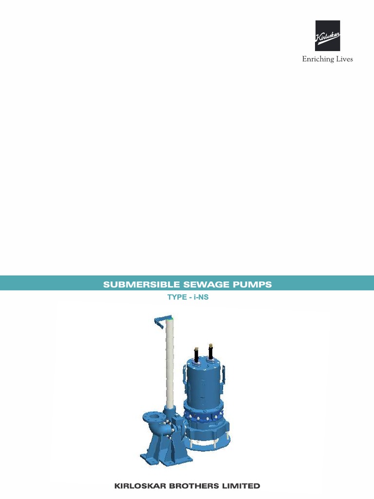 Submersible Sewage Pumps: Type - I-Ns | PDF | Pump | Electric Motor