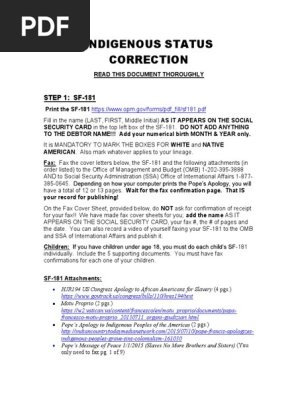 INDIGENOUS STATUS CORRECTION