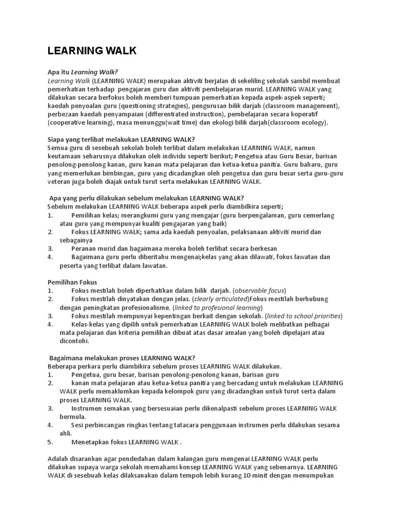 Learning Walk PDF