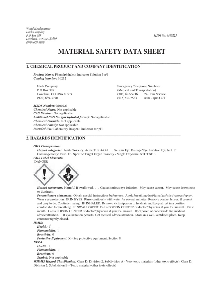 Material Safety Data Sheet | PDF | Dangerous Goods | Toxicity