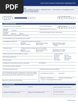 4. Cash Card Updating Form Legal fillable 5 pages