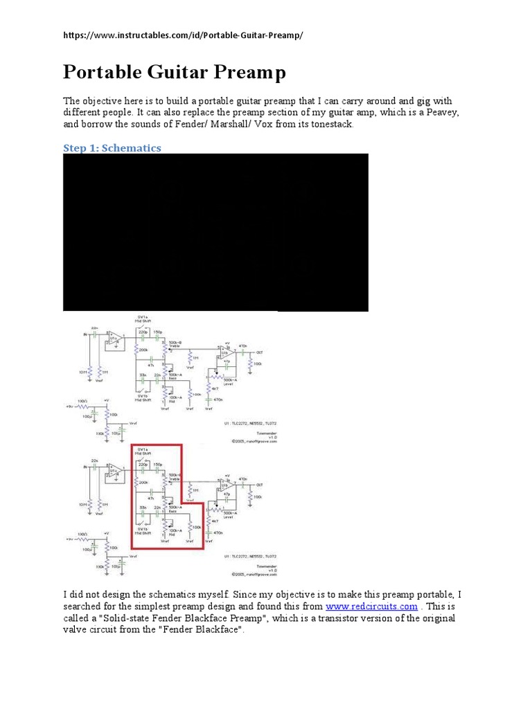 Portable Guitar Preamp PDF Electronics Audio Electronics