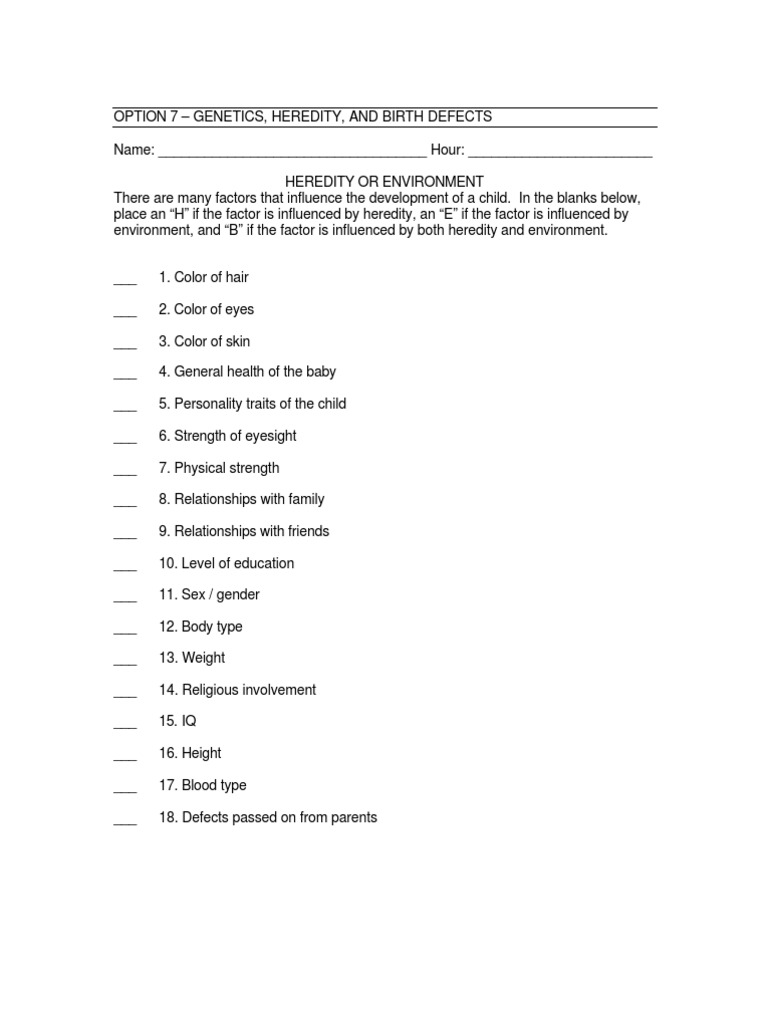 Heredity vs. Environment in Child Development | PDF