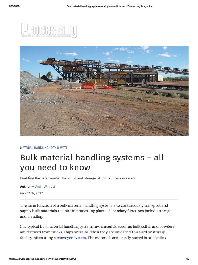 Overview of Bulk Material Handling Systems | PDF | Belt (Mechanical ...