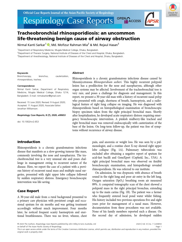 Respirology Case Reports PDF Respiratory Tract Pulmonology