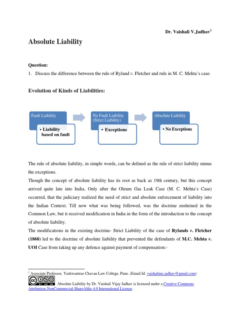 Understanding Absolute Liability in India | PDF | Liability Insurance ...