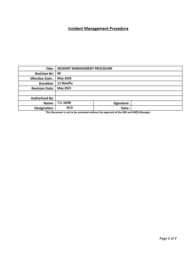 Incident Management Procedure Overview | PDF | Incident Management ...