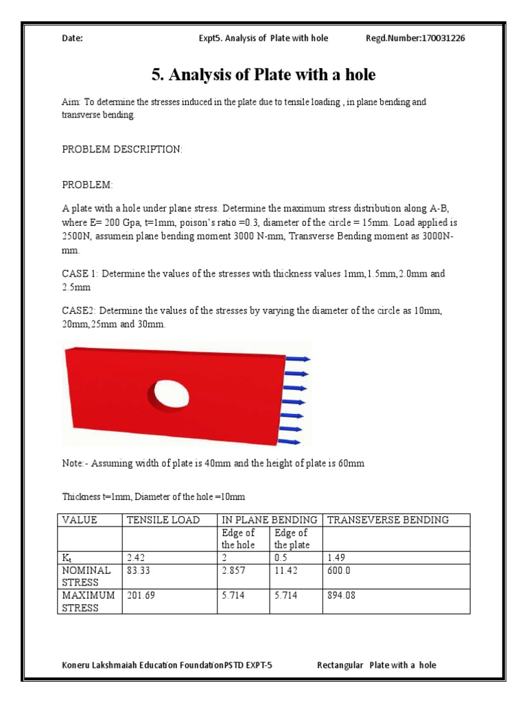 Stress Analysis of Perforated Plate | PDF | Bending | Stress (Mechanics)