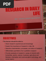 Research in Daily Life: Unit I - Nature of Inquiry An D Research