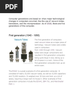 First Generation (1940 - 1956) : Vacuum Tubes