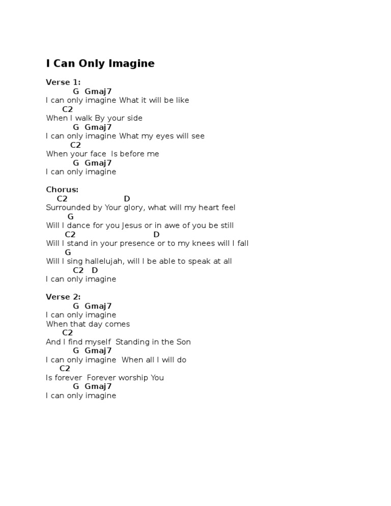 I Can Only Imagine Lyrics and Chords | PDF