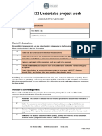 BSBPMG522 Undertake Project Work: Assessment Cover Sheet