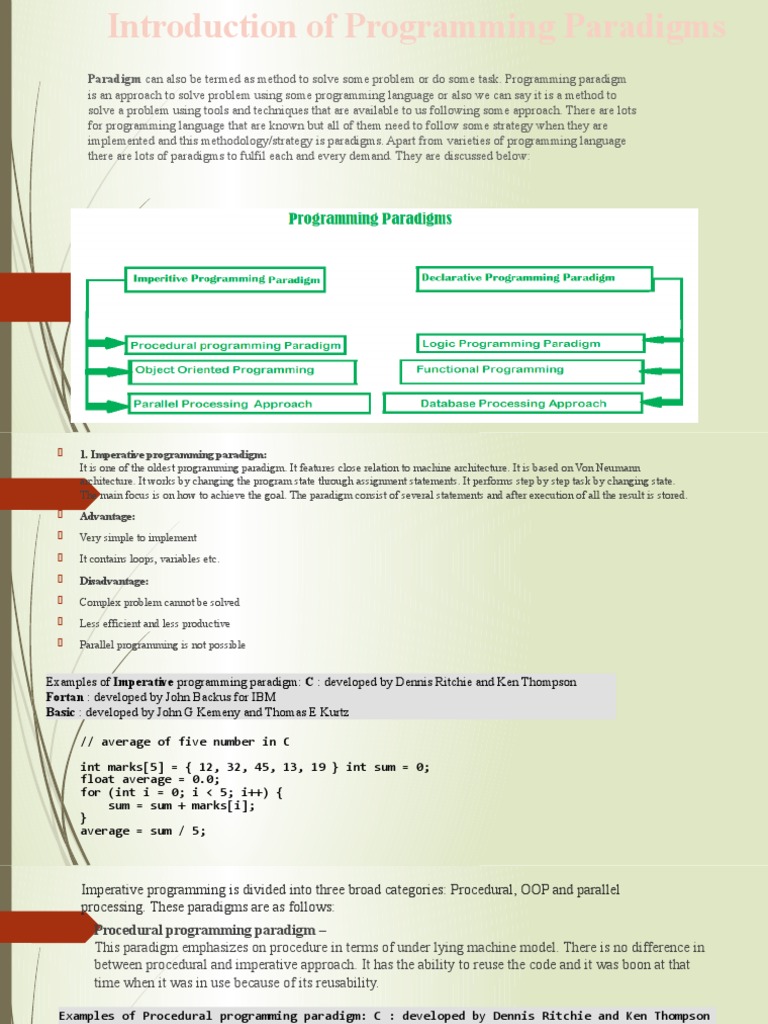 Paradigm Can Also Be Termed As Method To Solve Some Problem or Do Some ...