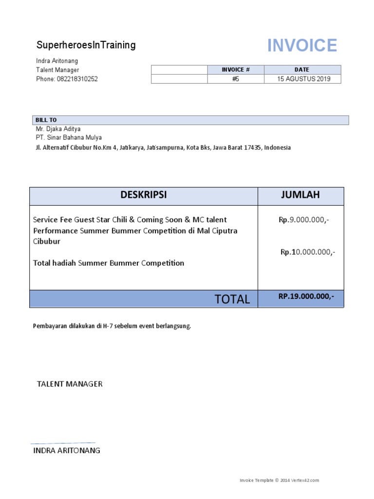 Contoh Invoice Acara | PDF