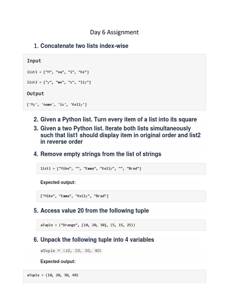 Day 6 Assignment | Pdf