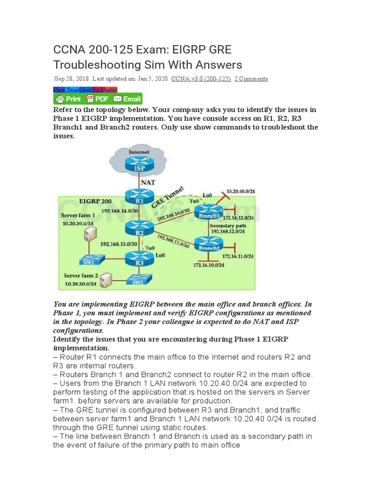 EIGRP GRE Troubleshooting Guide | PDF | Router (Computing) | Routing