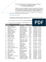 University of Veterinary and Animal Sciences Lahore 1st Merit List On (05 Sep, 2020) For Pharm-D (Morning)