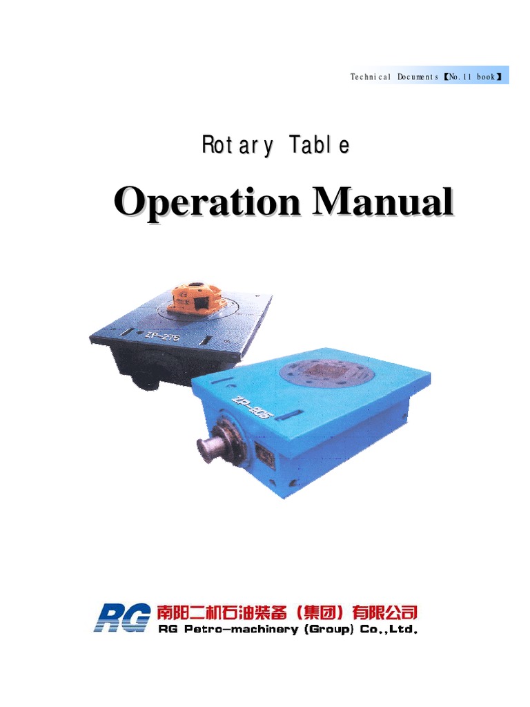 Rotary Table Operation Manual | PDF | Gear | Bearing (Mechanical)
