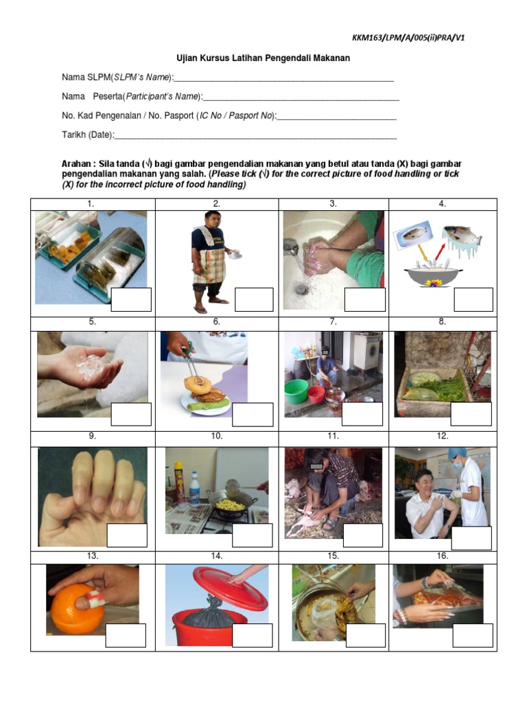 Pra Ujian Kursus Latihan Pengendali Makanan Versi1 Pdf