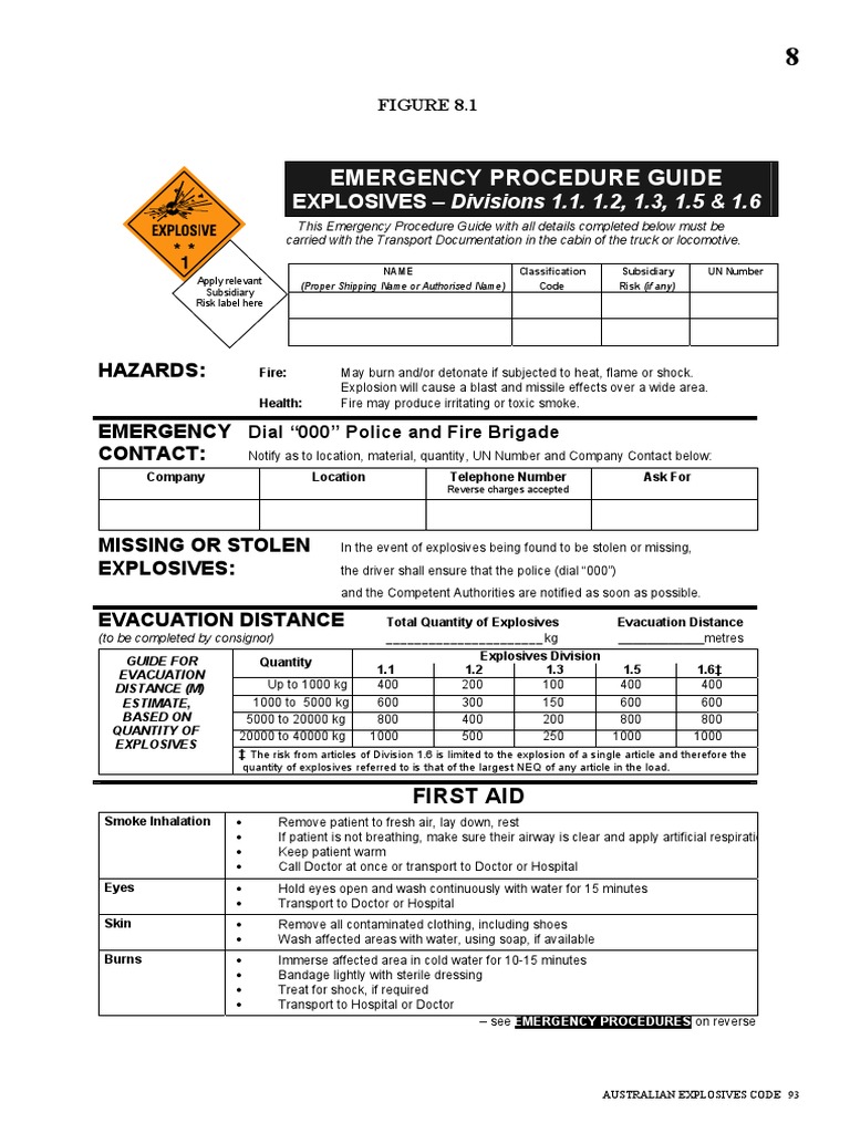 Emergency Procedure Guide EXPLOSIVES Divisions 1.1. 1.2, 1.3, 1.5 & 1.6 PDF Fires Vehicles