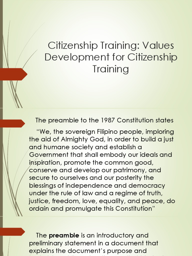 Sept 16 Citizenship-Training | PDF | Value (Ethics) | Philippines