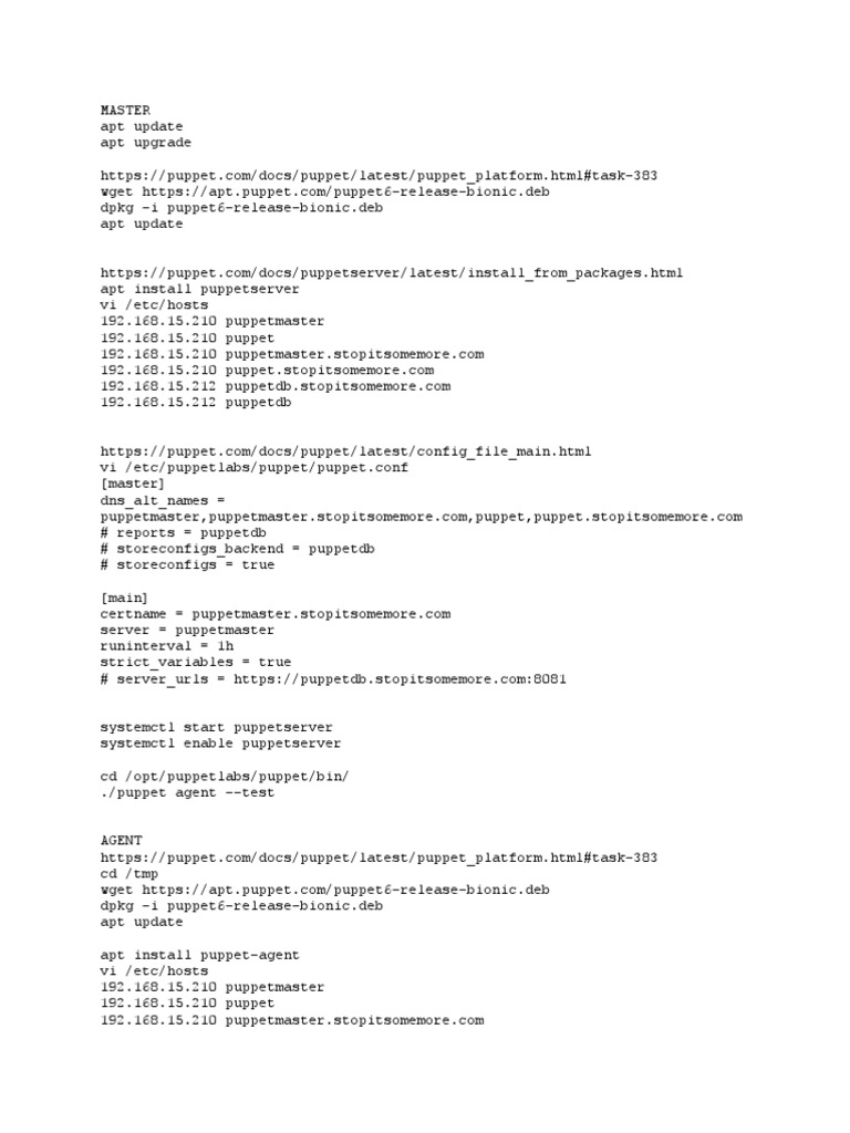 Puppet Server and Agent Setup Guide | PDF