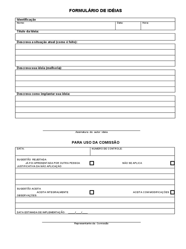 Formulário de Idéias PDF | PDF