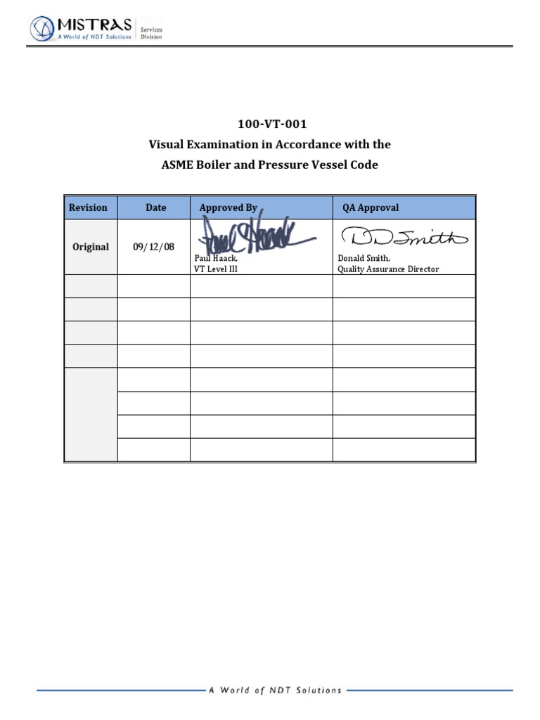 Visual Examination per ASME Code | PDF | Lighting | Nondestructive Testing
