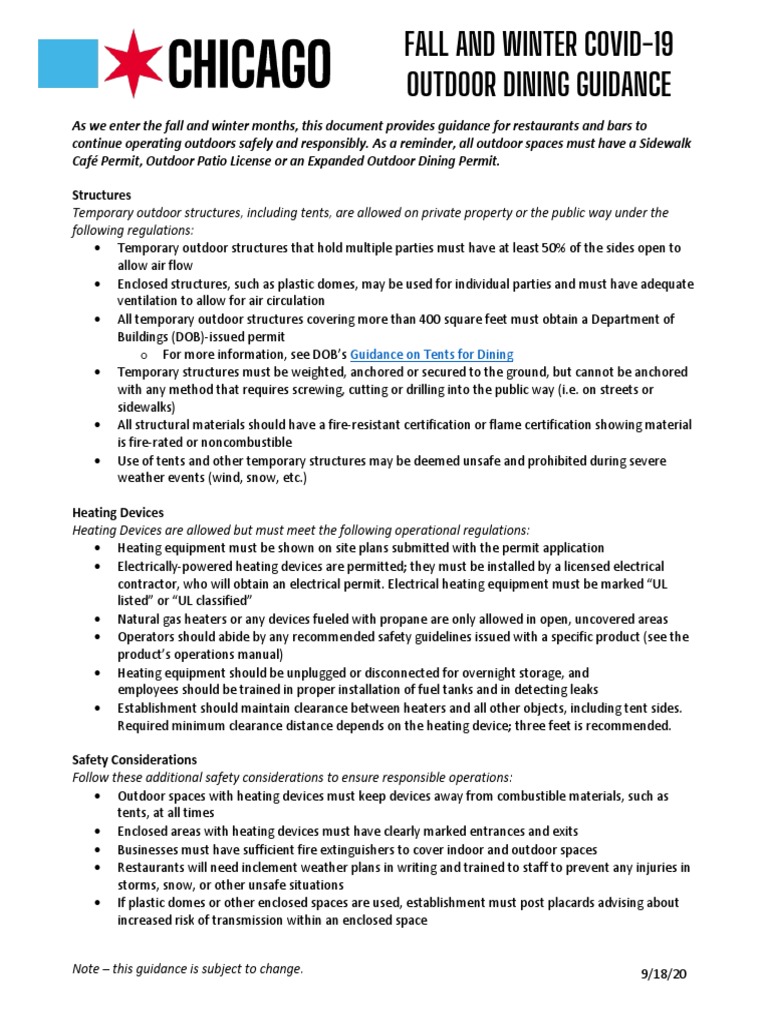 Outdoor Dining Guidelines PDF Building Engineering Weather