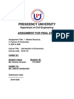 Presidency University: Assignment For Final Exam